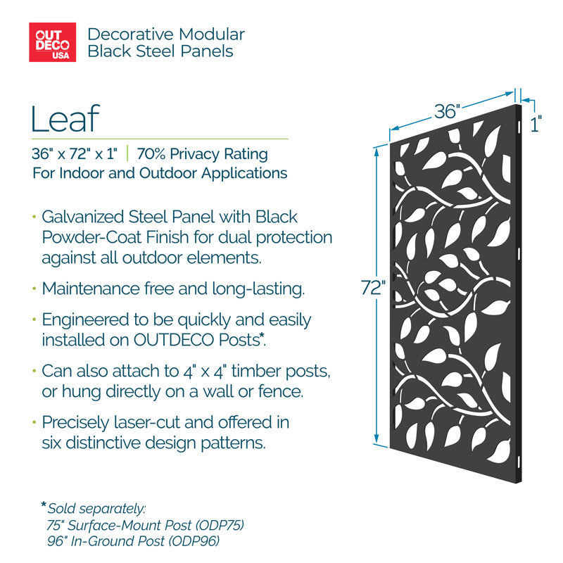 OUTDECO Galvanized Powder Coated Steel Leaf Decorative Panel OUTDECO Galvanized Powder Coated Steel Leaf Decorative Panel